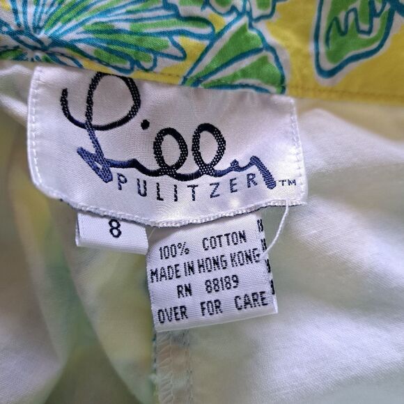Vintage Lilly Pulitzer Butterfly Print Cotton High Waist Y2K Pants Sz 8 Yellow/G - Picture 5 of 16